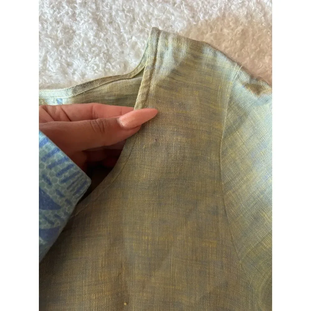 Yuvita Light Green 100% Linen Maxi Dress Size Medium - Picture 3 of 6